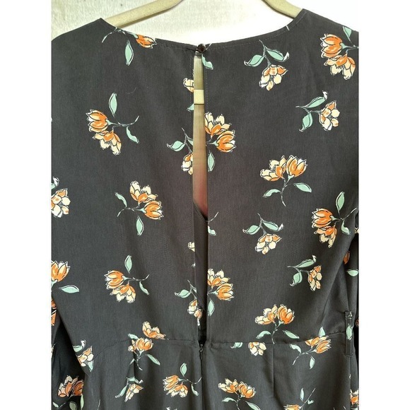 NWT ASOS Romper Women US 10 Black Floral Wide Leg Crop Wrap Boho Cottage Fairy - Picture 5 of 8